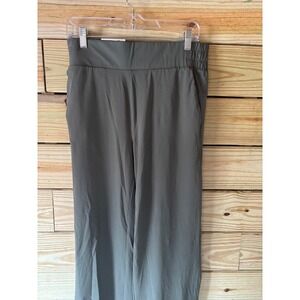 Member's Mark Womens Travel Wide Leg Pant Olive Green Smocked Waist M NEW